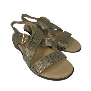 SAS Sandals Womens 6.5 Gold Strappy Lagenlook Cottagecore Comfort Made In USA